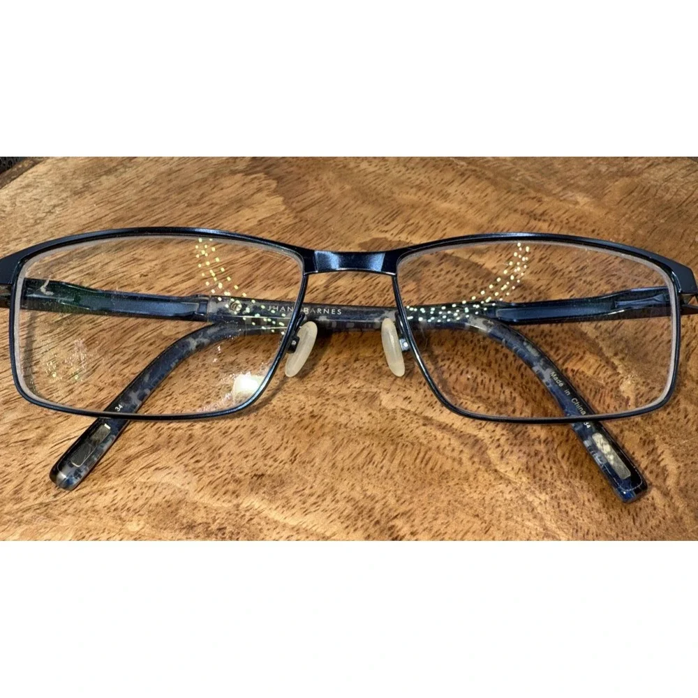 Jhane Barnes‎ Nano Eyeglass Frames 55-16-140 Gunmetal Blue Accent Designer